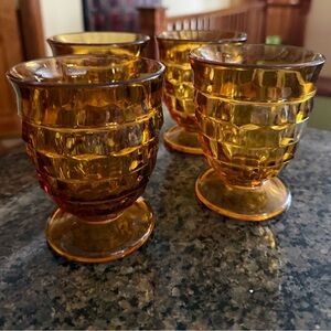 4 MCM - Indiana Glass - Amber Whitehall Glasses - great condition